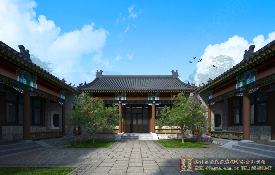 農(nóng)村仿古中式建筑效果圖